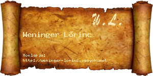 Weninger Lőrinc névjegykártya